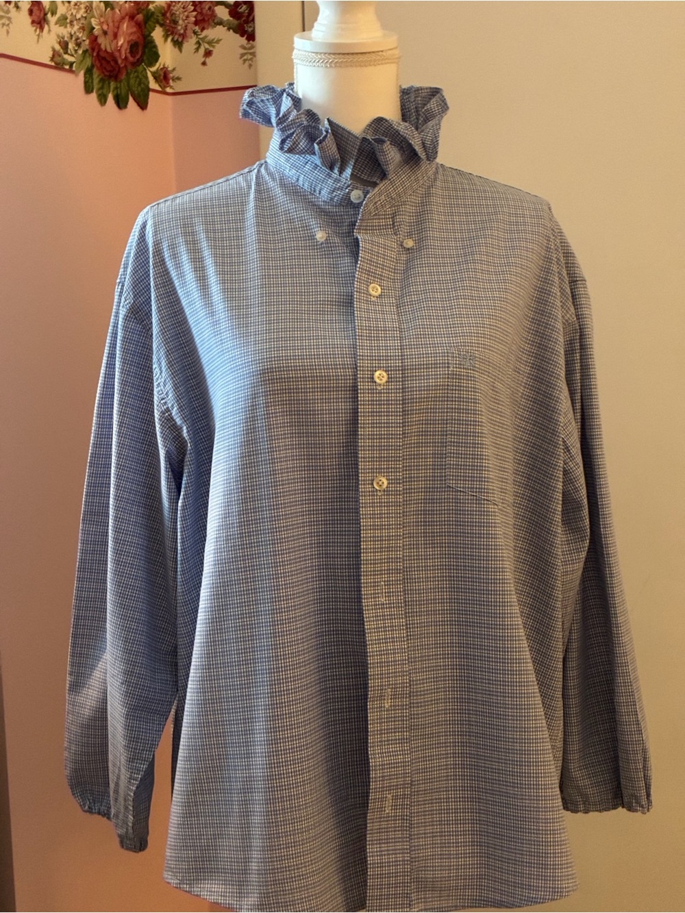 Re-worked, up-cycled ruffled collar shirt